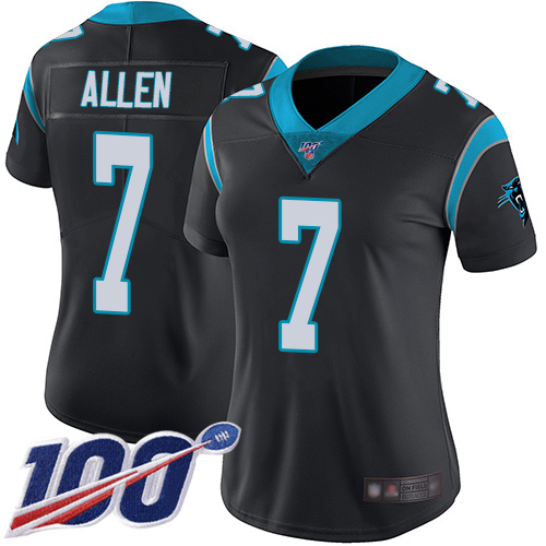 Carolina Panthers Limited Black Women Kyle Allen Home Jersey NFL Football #7 100th Season Vapor Untouchable->carolina panthers->NFL Jersey